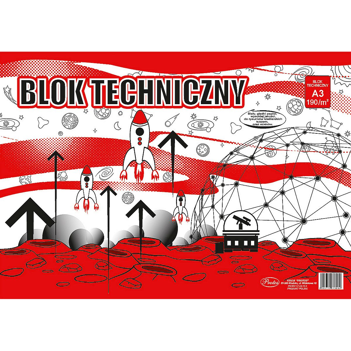 Blok techniczny biały A3/10kartek 190g Protos