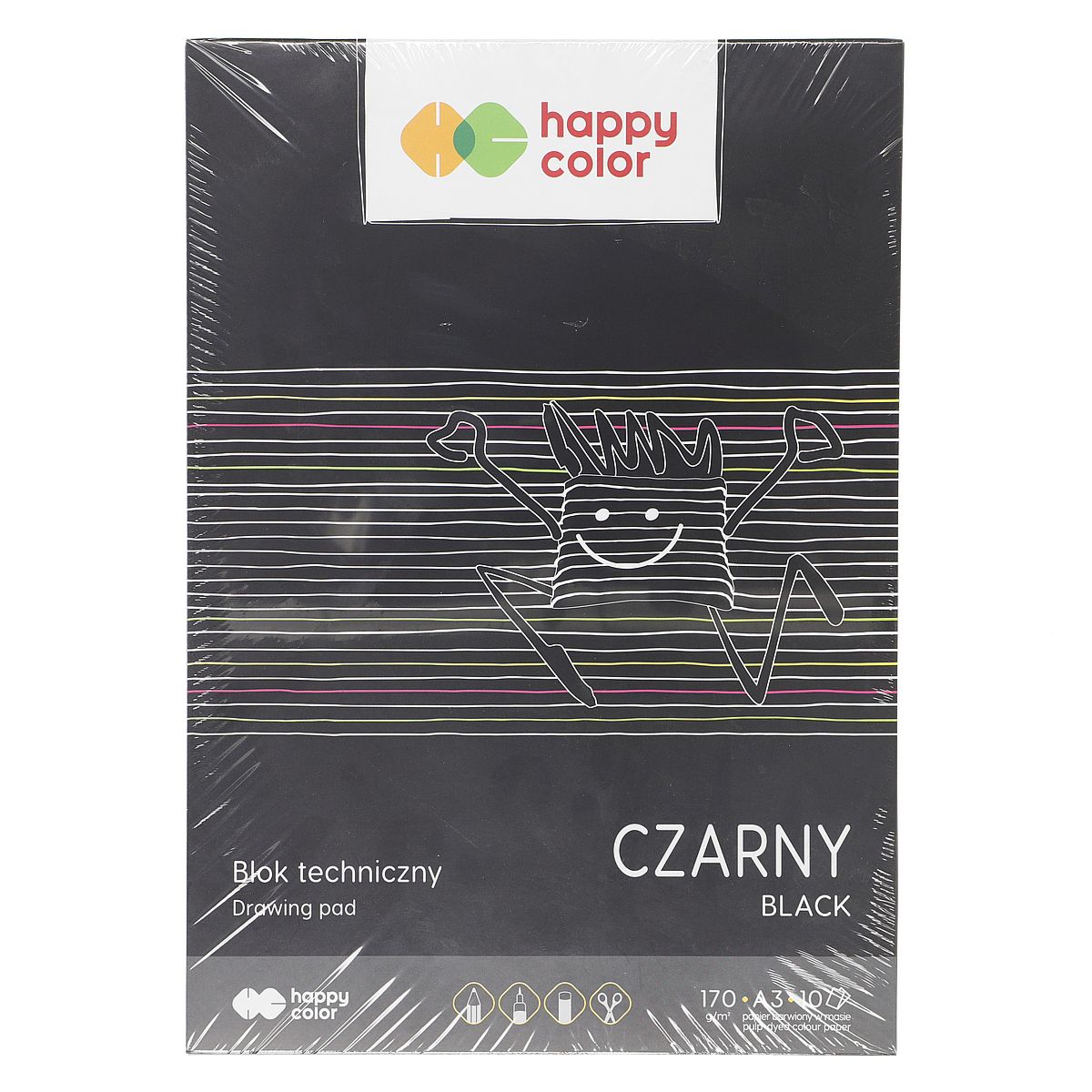 Blok techniczny czarny A3/10 kartek 170g Happy Color