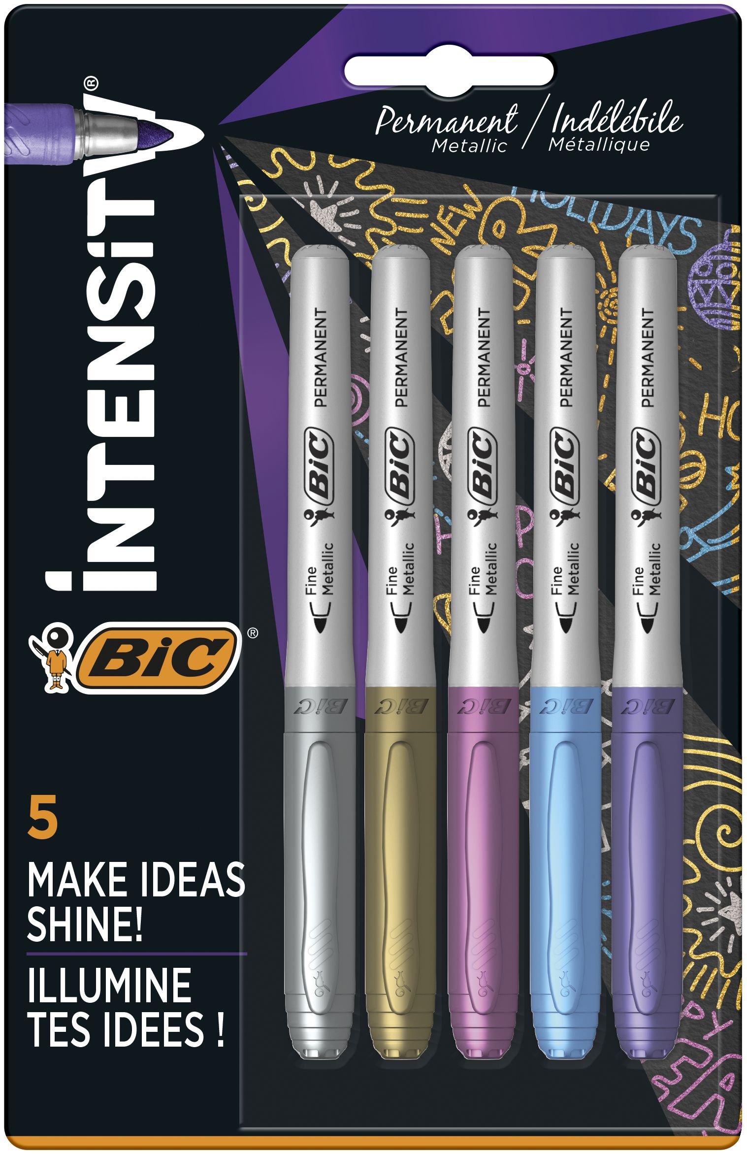 Marker permanentny Intensity Metallic 1,8mm 5 kolorów BIC