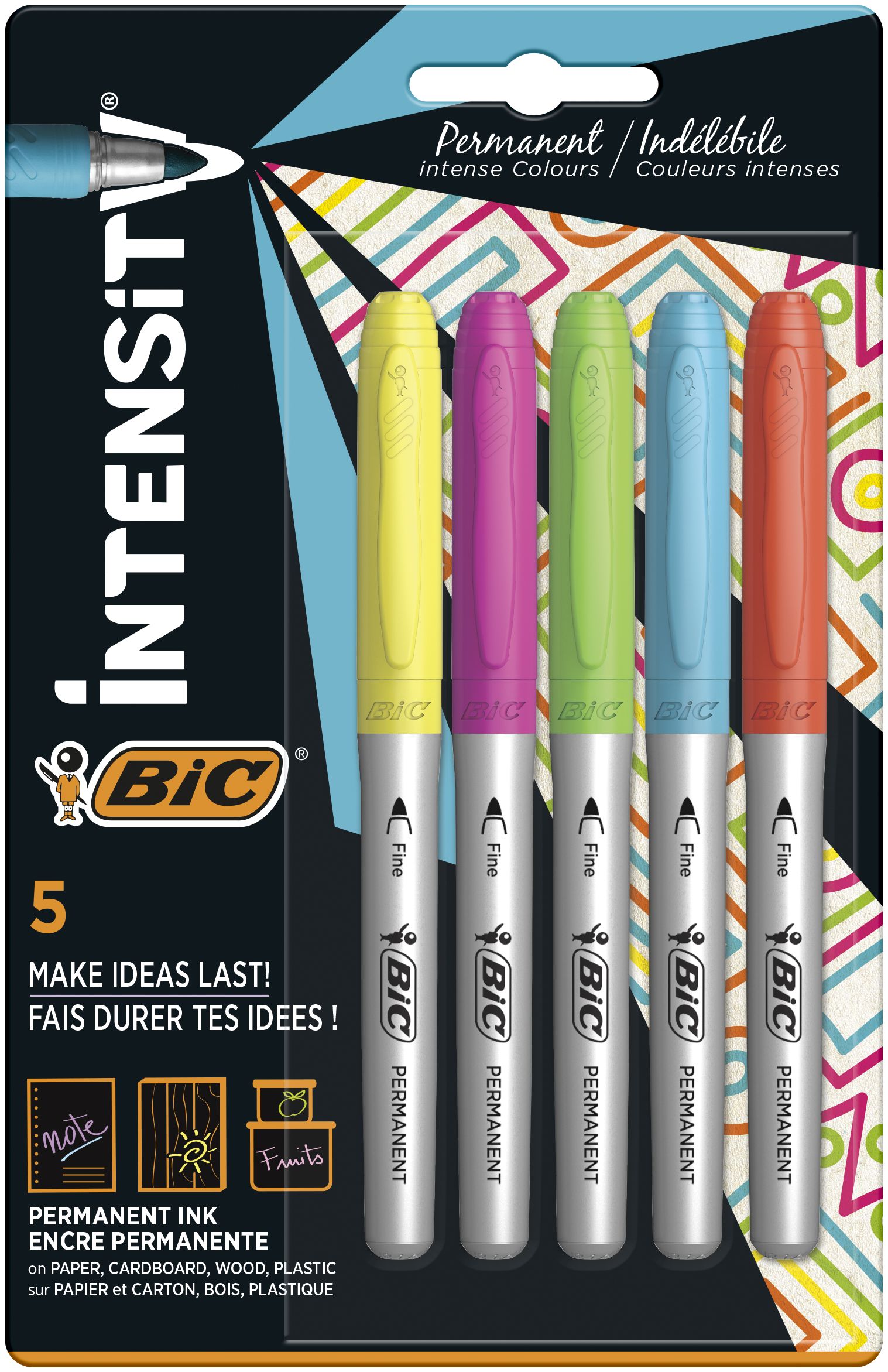 Marker permanentny Intensity Neon 1,8mm 5 kolorów BIC