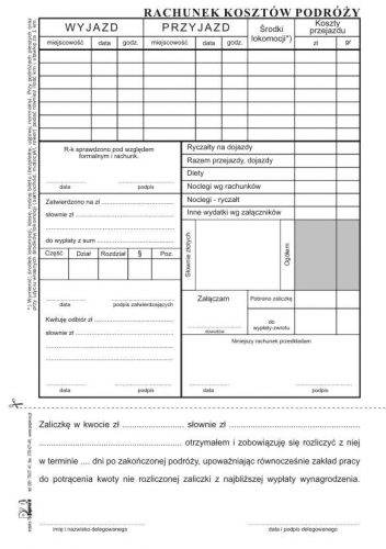 Polecenie wyjazdu służbowego A5/60 kart. PapirusII