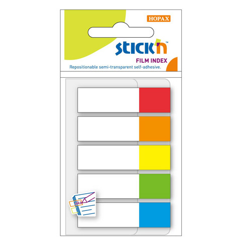 Zakładki indeksujące 12x45mm 5 kolX20szt. Stick'n