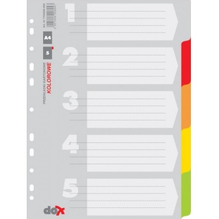 Przekładki A4 5 kolorów z kartą opisową kartonowe 170g Office Products