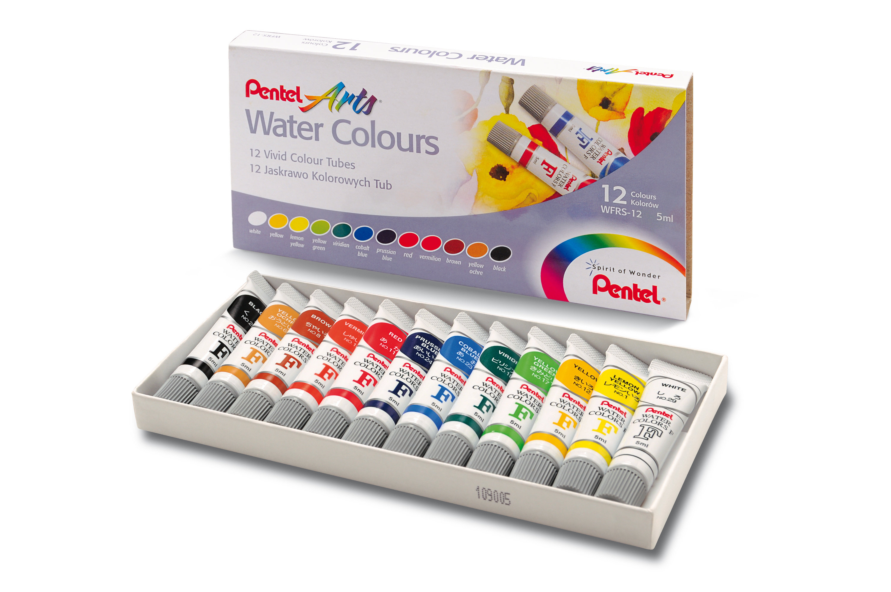 Farby akwarelowe w tubkach 12 kol. 5ml Pentel