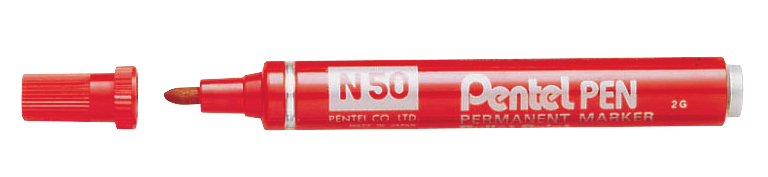Marker permanentny N50 Pentel 12szt. okrągły czerwony