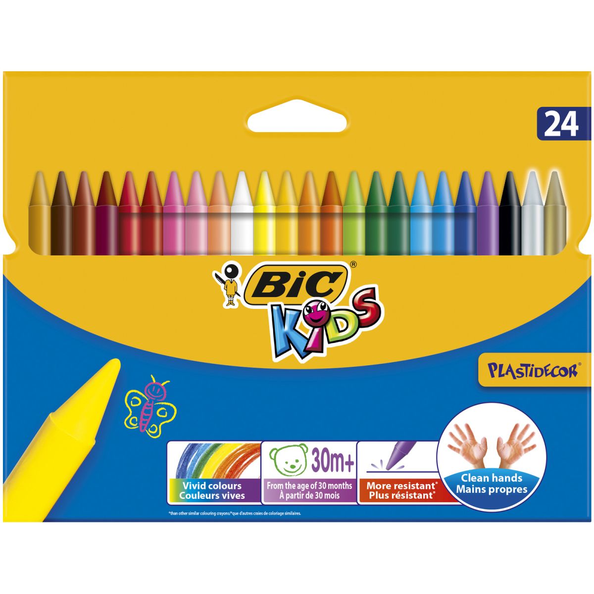 Kredki świecowe 24 kolory Plastidecor Kids Bic