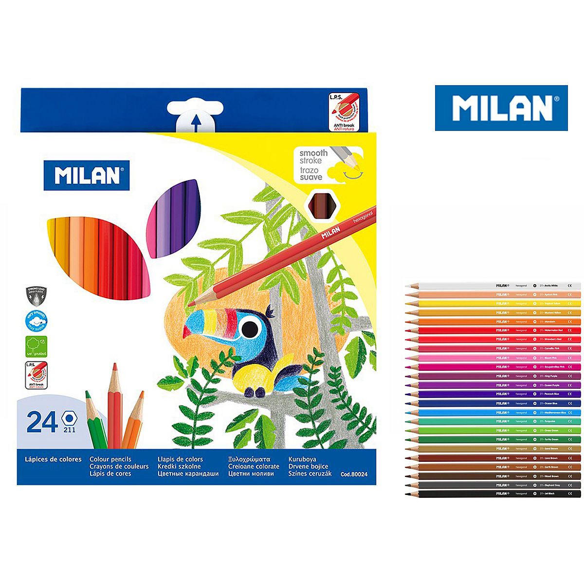 Kredki ołówkowe sześciokątne 24 kolory Milan