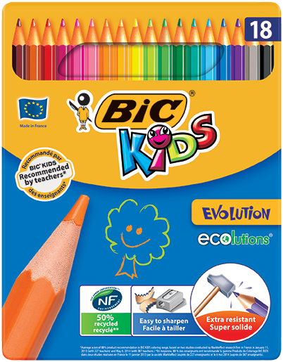 Kredki ołówkowe 18 kolorów Evolution Kids BIC