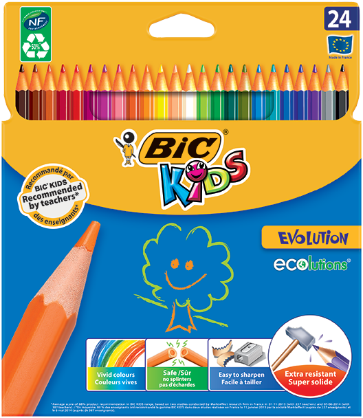 Kredki ołówkowe 24 kolory Evolution Kids BIC