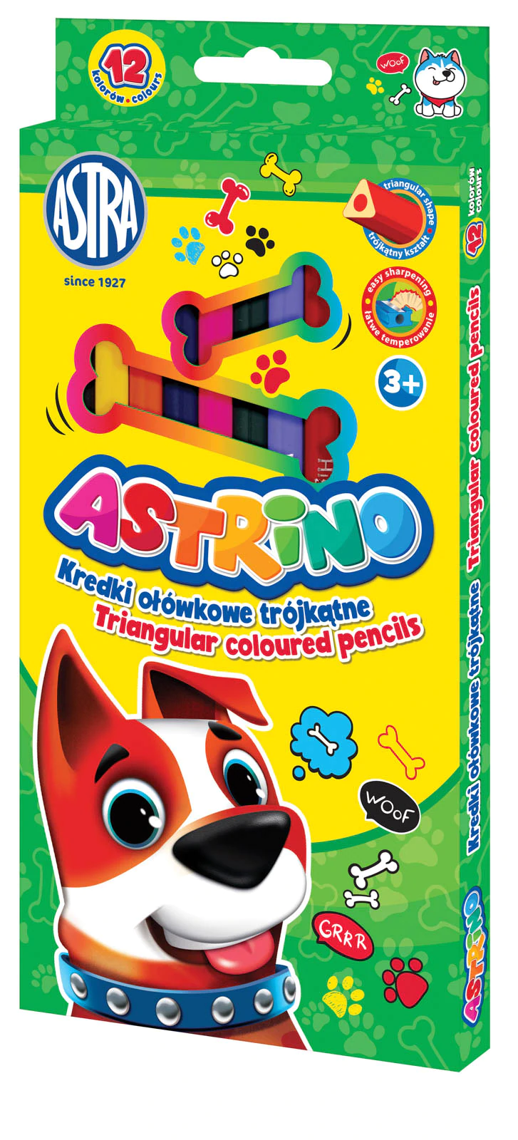  Kredki ołowkowe trójkątne 12 kolorów Astrino