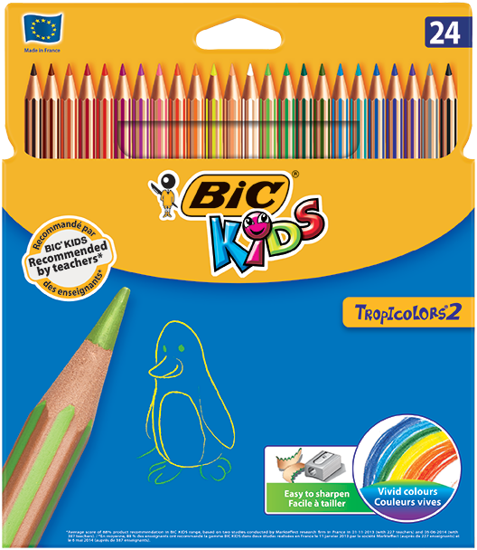 Kredki ołówkowe 24 kolory Tropicolors2 BIC