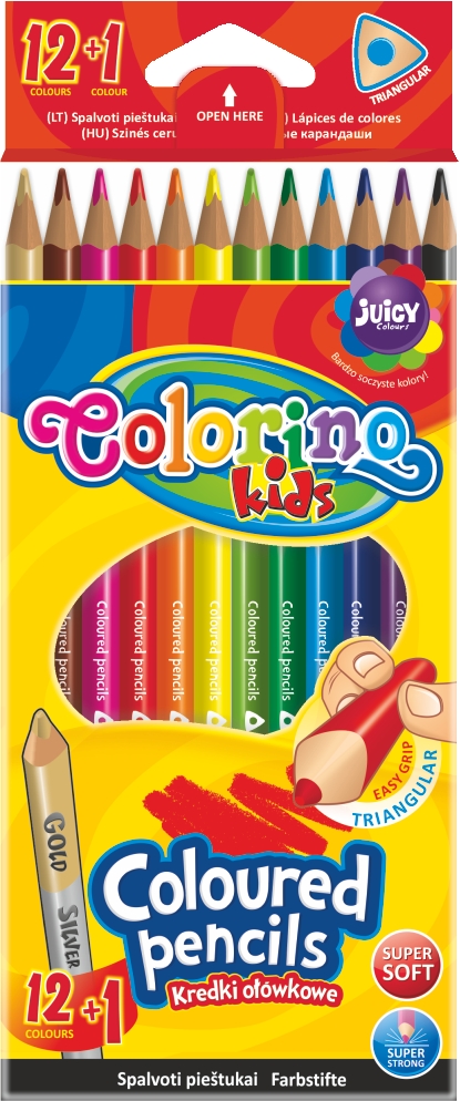 Kredki ołówkowe trójkątne 12 kolorów Colorino Kids
