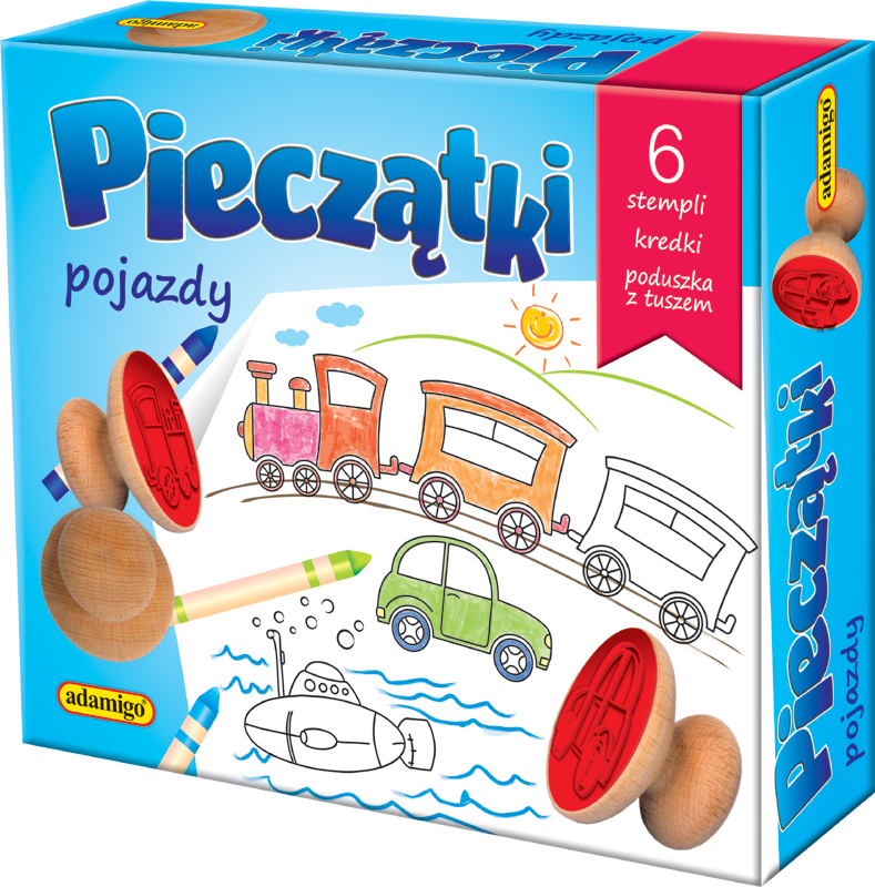 Pieczątki pojazdy 6 sztuk Adamigo