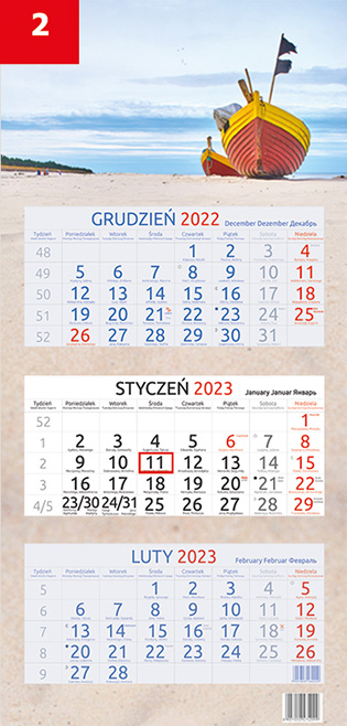 Kalendarz naścienny trójdzielny 2023 32x67cm Aniew