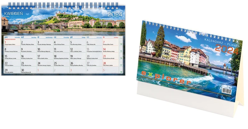 Kalendarz biurkowy miesięczny 23x17 2024 Explorer Telegraph