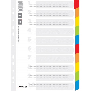 Przekładki A4 10 kolorów z indeksem laminowanym Office Products