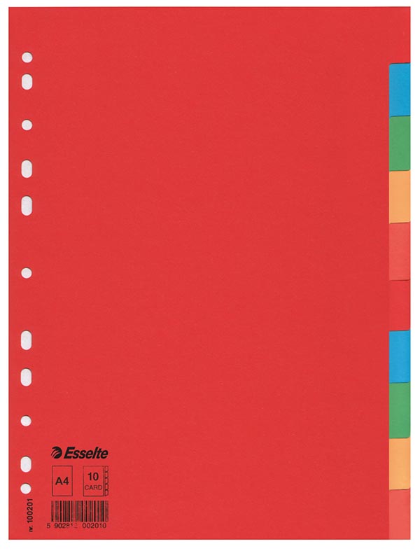 Przekładki A4 10 kolorów kartonowe Esselte