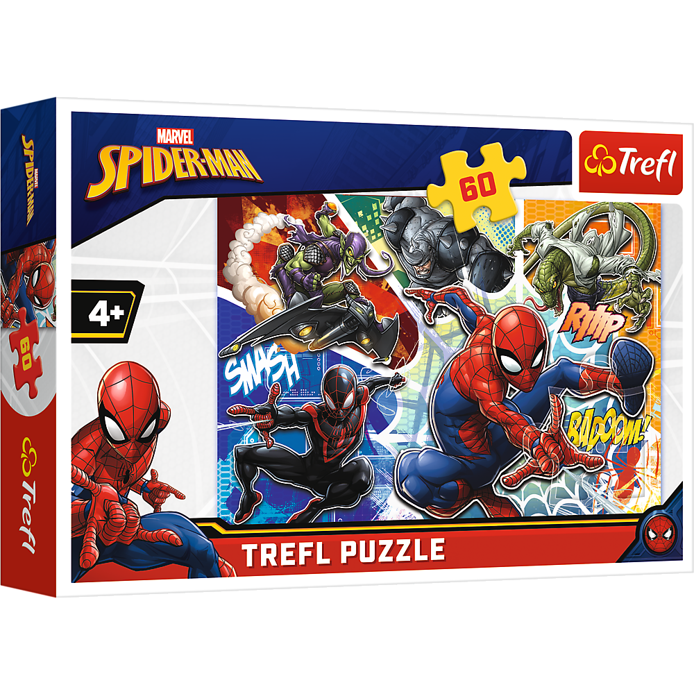 Puzzle 60 elementów waleczny Spider Man +4 Trefl