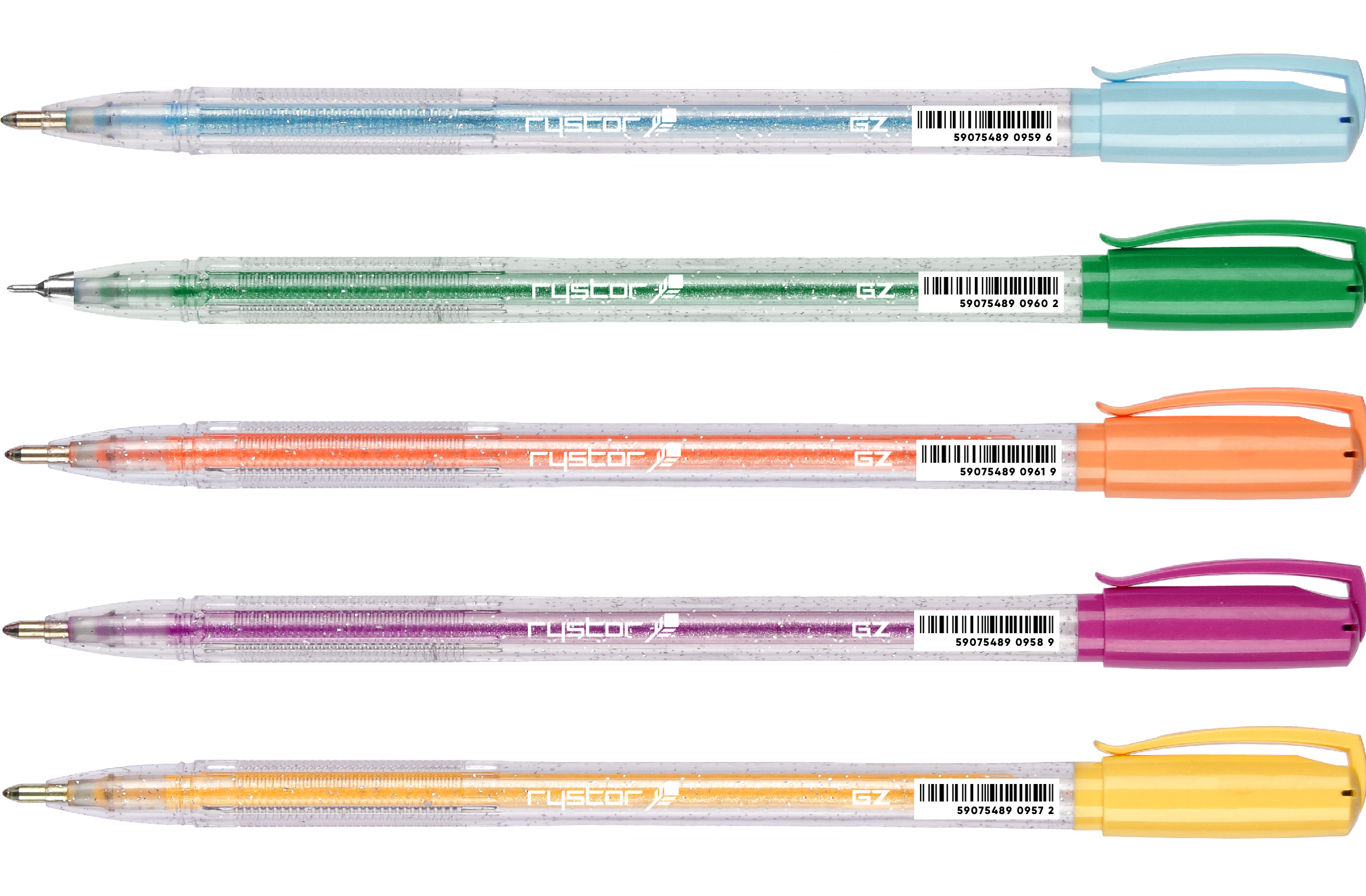 Długopis żelowy brokatowy 5 kolorów 0,5 GZ Rystor