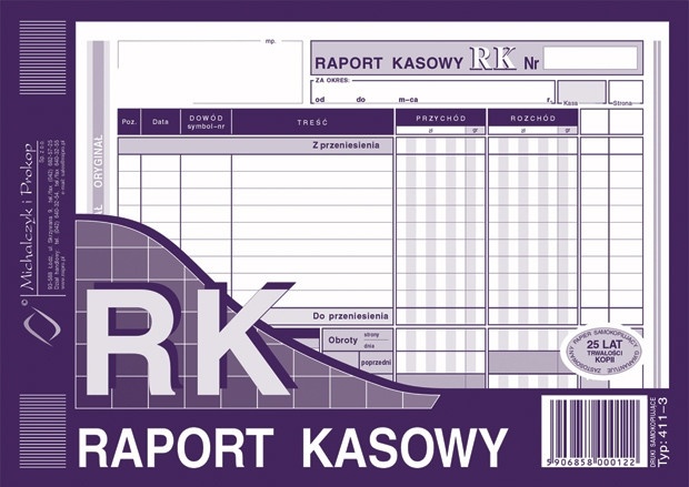 RK Raport kasowy 2-odcin. A5/80 411-3 M&P