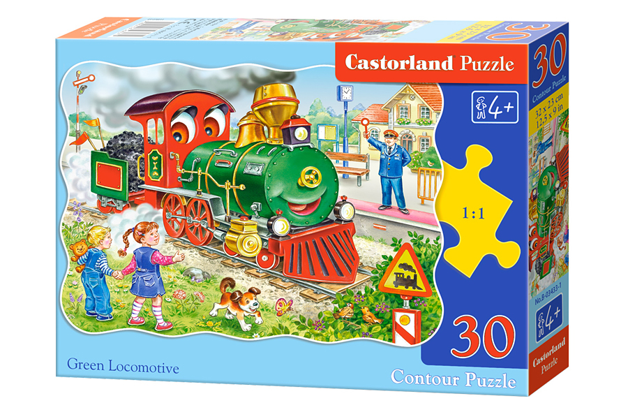 Puzzle 30 elementów Green Locomotive +4 Castorland