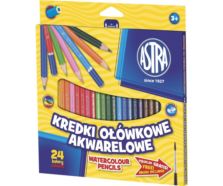 Kredki ołówkowe akwarelowe 24 kolory Astra
