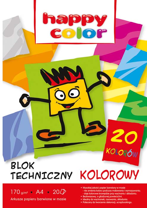Blok techniczny kolorowy A3/20 kartek 170g Happy Color