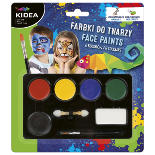Farby do malowania twarzy 6 kolorów Kidea