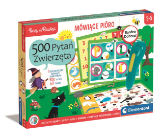  Gra edukacyjna Mówiące pióro 500 pytań Zwierzęta +3 Clementoni