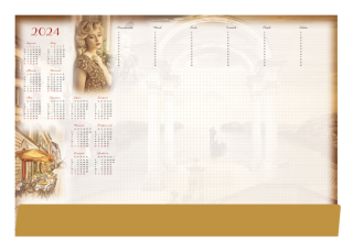 Biuwar kalendarz tygodniowy na biurko 2024 33x42cm 52 kartki z listwą Michalczyk