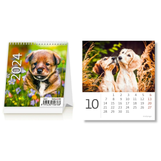 Kalendarz biurkowy pionowy tygodniowy 10x10cm 2024 psy Helma