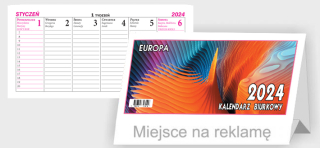 Kalendarz biurkowy poziomy tygodniowy 14x27cm 2024 Europa Beskidy